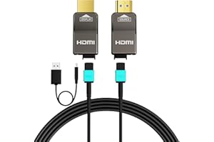 RUIPRO 8K Detachable Full Fiber Optic Armored HDMI 2.1 Cable 65FT, Ultra High Speed 48Gbps, Support 8K@60Hz 4K@120Hz, Dynamic