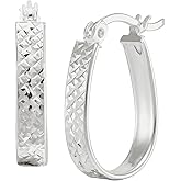 Silpada 'Ovalline' Textured Hoop Earrings in Sterling Silver