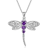 RMREWY Dragonfly 925 Sterling Silver Heart Celtic Necklace for women crystal Birthstone Jewelry Mother’s Day Birthday Gift for Sister Mom wife Dragonfly Lovers