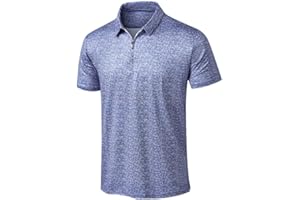 JMIERR Mens Golf Shirt Moisture Wicking Quick-Dry Summer Short Sleeve Casual Zipper Polo Shirts with Pen Pockets