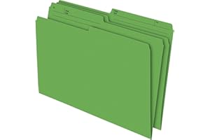 Staples File Folders, 8-1/2 x 14 Legal Size, 1/2 Cut Tabs, Green, 100 Pack