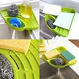 Sunshine Kitchen Sink Corner Storage Rack Sponge Holder Wall Mounted (green)