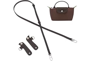 KOMHPS Purse Straps Replacement, Leather Handbag Crossbody Shoulder Strap Kit Adjustable for Mini Longcamp Tote Bag Women