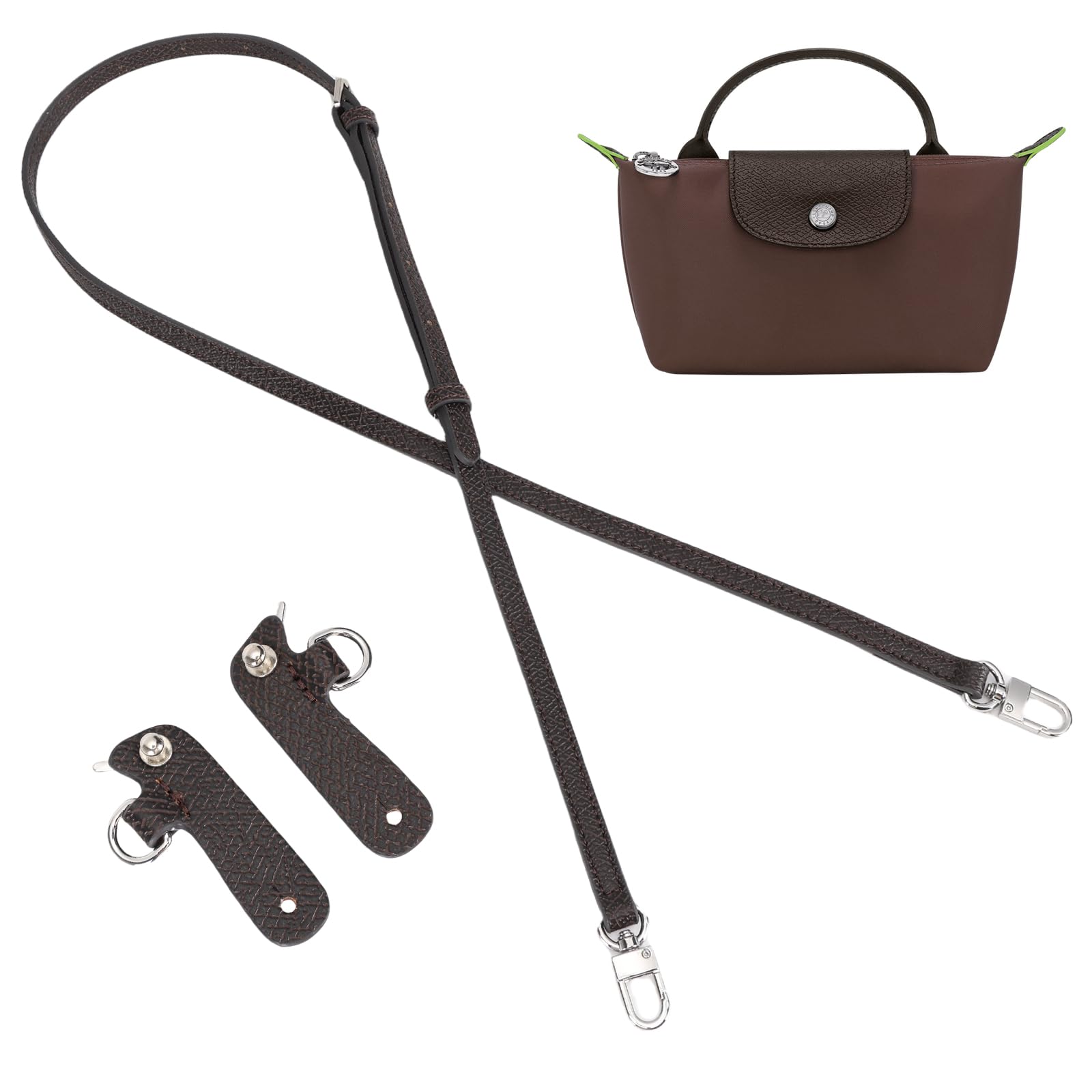 Photo 1 of KOMHPS Purse Straps Replacement, Leather Handbag Crossbody Shoulder Strap Kit Adjustable for Mini Longcamp Tote Bag Women