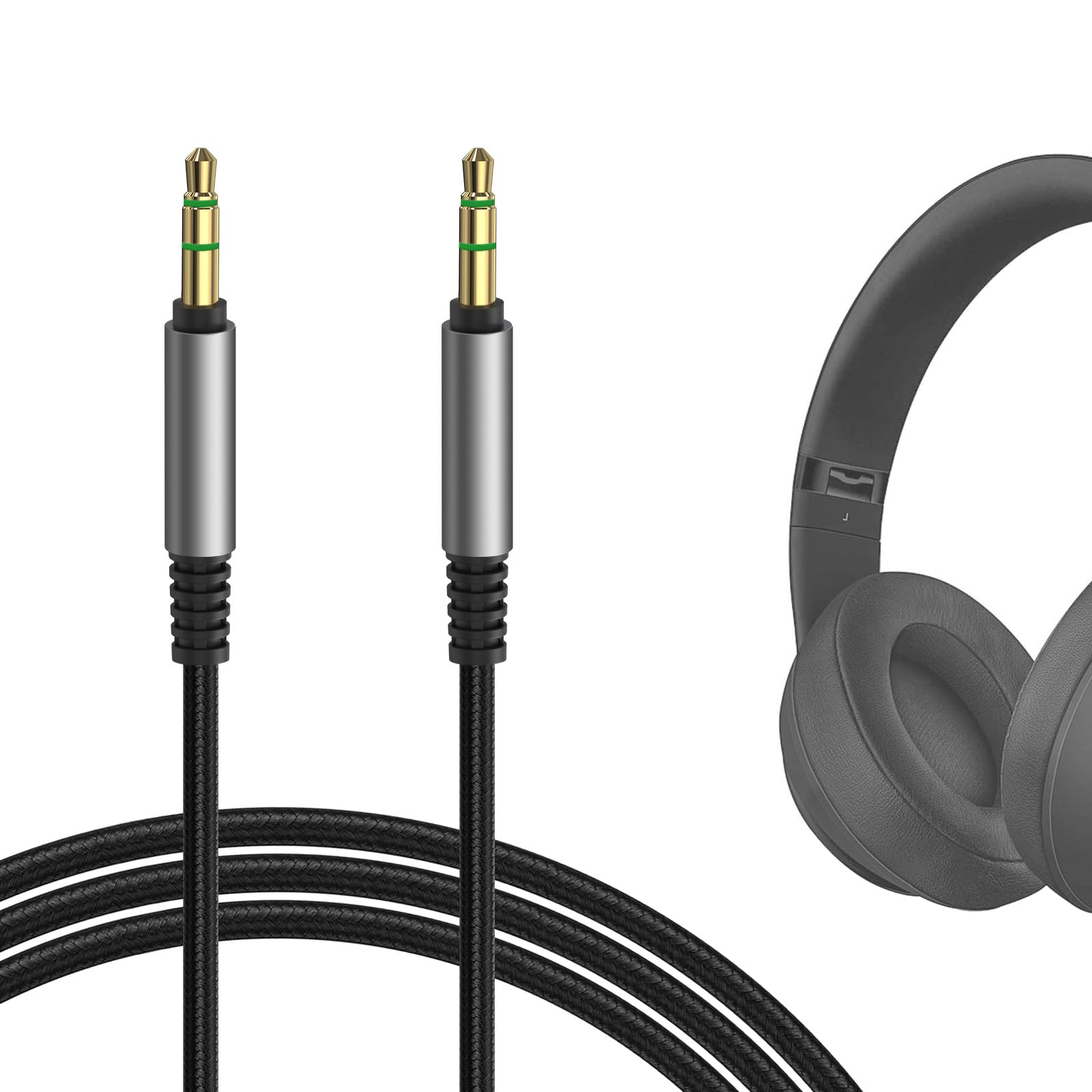 GEEKRIA Braided Nylon Audio Cable Compatible with Beats Solo 4/3, Executive, Pro, Mixr Headphones, 1/8" (3.5mm) to 3.5mm Replacement Stereo Cord (4ft/1.2m)