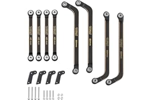 TCRC 8PCS Brass High Clearance Chassis Suspension Links Rod Linkage Set for Axial AX24 XC-11/24 RC Crawler Car Upgrade Parts,Black Coating