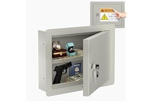 POCHAR Small Wall Safe Lock Box wtih Disguise Sticker - In Wall Gun Safe Between the Studs for Home, Office - Hidden Safes Storage for Money Jewelry with Removable Shelf - 15.75-Inch Exterior Width