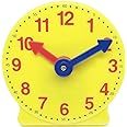 hand2mind Plastic Mini Geared Clock, Learning Clock Classroom Kit, Clock for Kids Learning to Tell Time, Yellow Practice Clock for Kids, Teaching Clock, School Supplies (Set of 1)