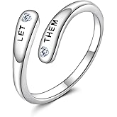 HUKKUN Let Them Ring Sterling Silver Adjustable Self Worth Motivation Ring Let Them Jewelry Gift for Women