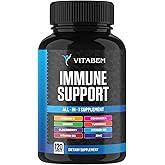 8 in 1 Immune Support Booster Supplement with Echinacea, Vitamin C and Zinc 50mg, Vitamin D 5000 IU, Turmeric Curcumin & Ginger, B6, Elderberry 120 Count (Pack of 1)