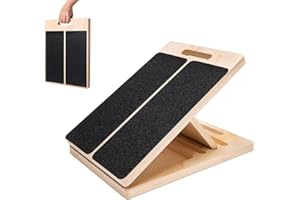 Jiarznh adjustable calf stretching incline board, wooden inclined wedge stretcher for deep squats, foot and ankle exercises, 