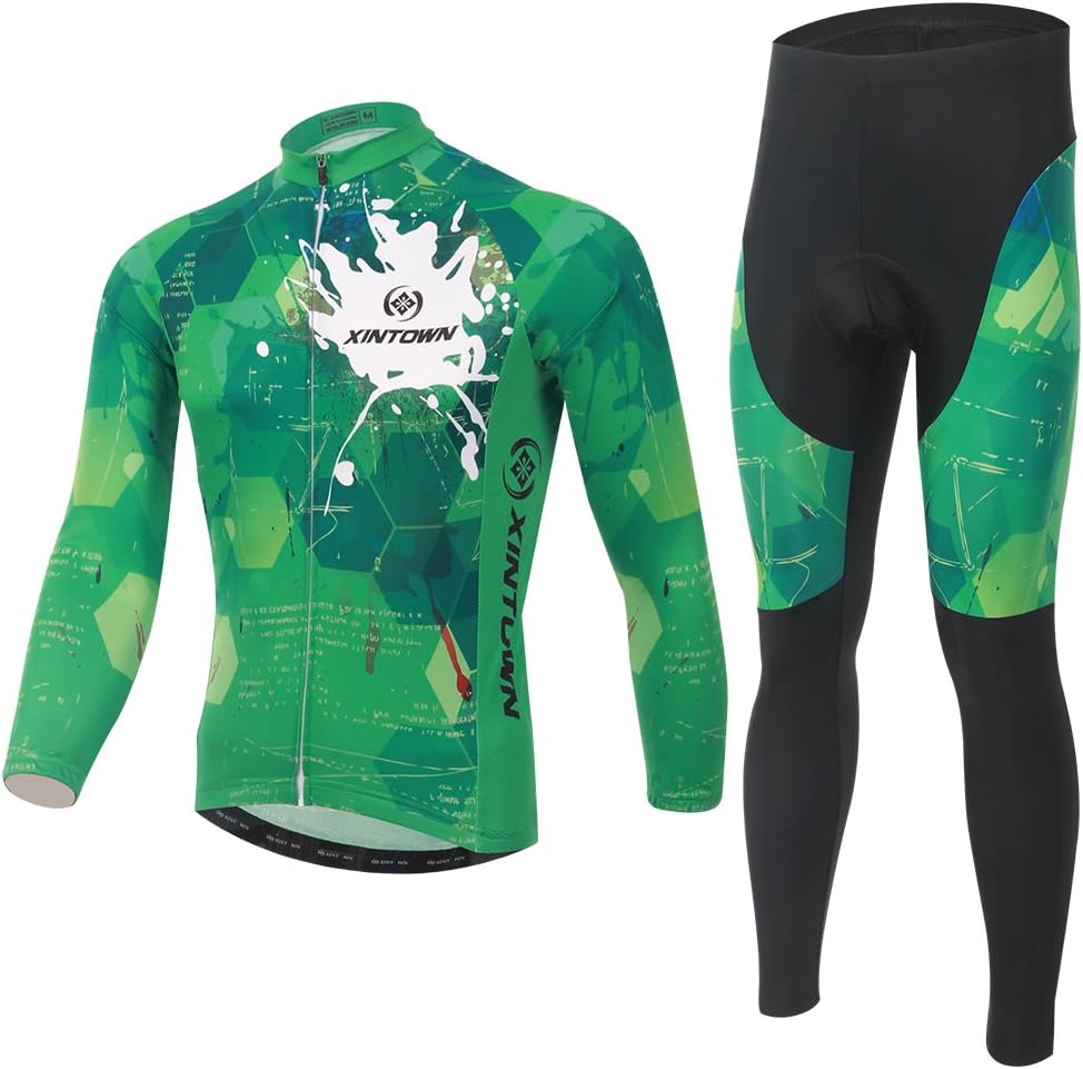 Xintown Men's Bicycle Cycling Jerseys Pants Set Green Hyun