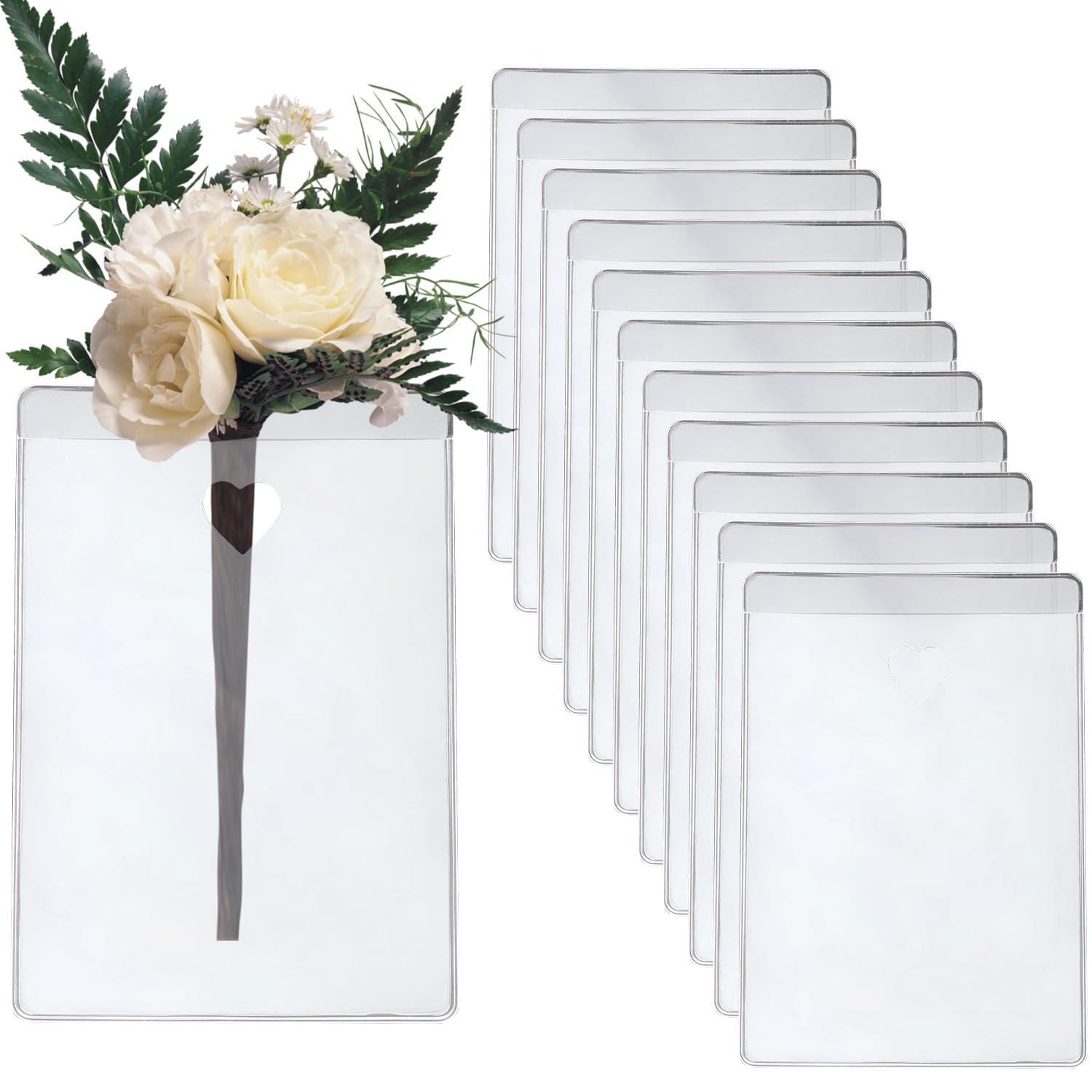12pcs Pocket Boutonniere Plastic Sleeve, No-Lapel Pin Pouch for Boutonniere Card Clear Boutonniere Supplies Pouch Square Holder for Wedding Prom Homecoming(Flowers Not Included)