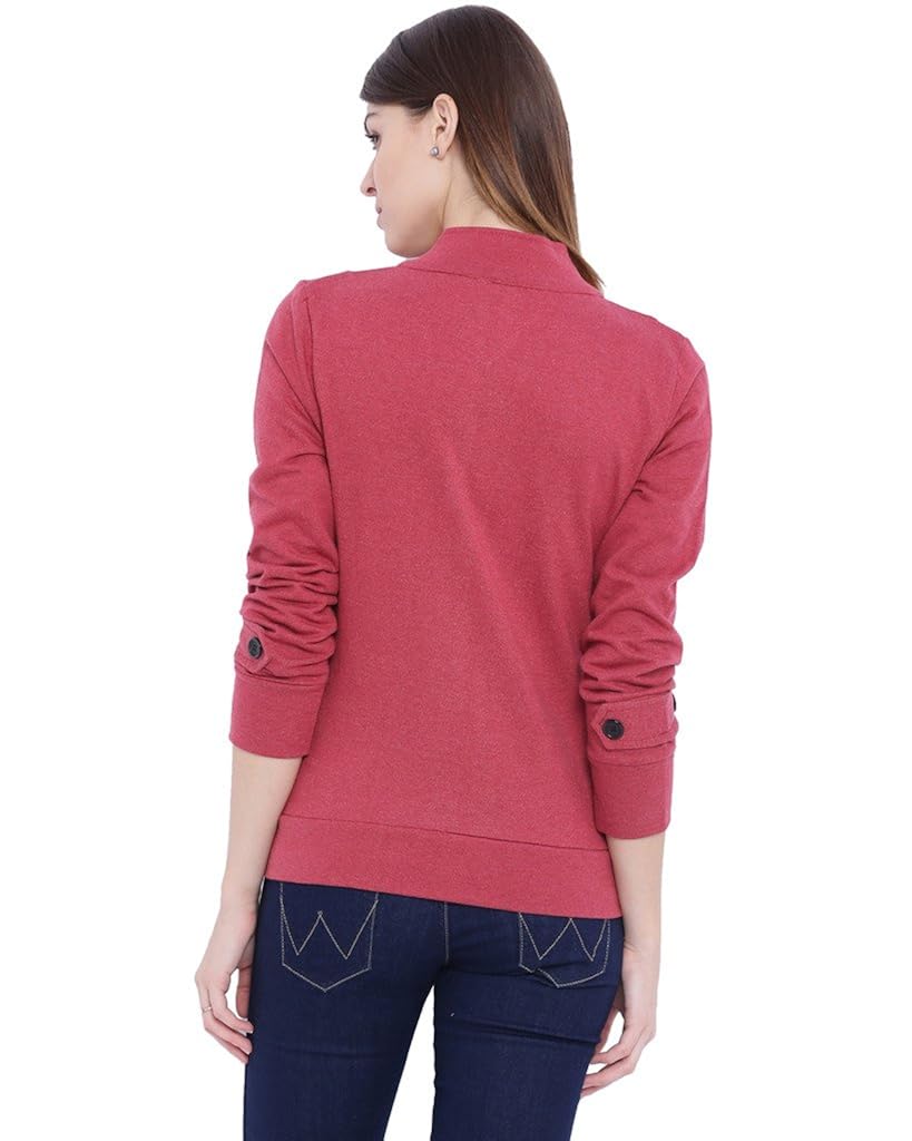 campus sutra women maroon high neck jacket
