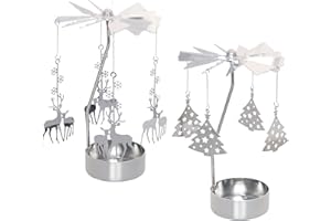 Heliltd 2pcs Christmas Candle Carousel Rotating Candle Holder Spinning Candleholder Christmas Spinning Candle Holder Candle C