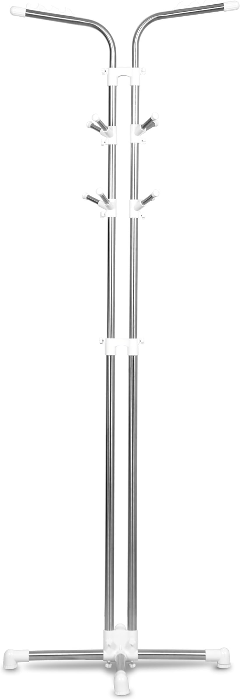 Haneez® Cloth Rack I Free Standing Coat Rack I Corner Hats Hanger I 2-Tire Adjustable Metal Holder Rack I White