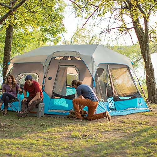 CORE 9 Person Instant Cabin Tent with LED Lights Lighted Pop Up