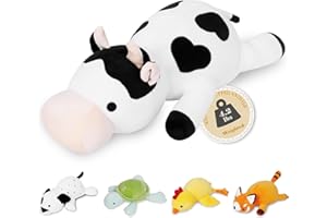 IdeaMeme Cow Weighted Plush, 24" 4.2 lbs Weighted Stuffed Animals, Cute Cow Plush Toy Pillow Gifts for Kids and Adults