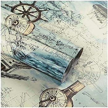 Nautical Map Wallpaper, H2MTOOL Peel and Stick Removable Contact Paper