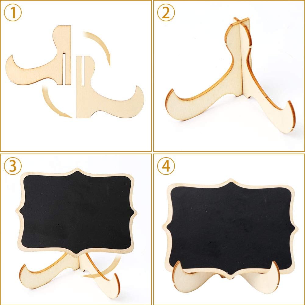 OurWarm 20 Pack Mini Chalkboard Signs with Easel Stand, Small Chalkboard Labels Wooden Blackboard for Wedding Signs, Food Labels, Table Numbers, Message Board, Place Card and Event Decorations : Office Products