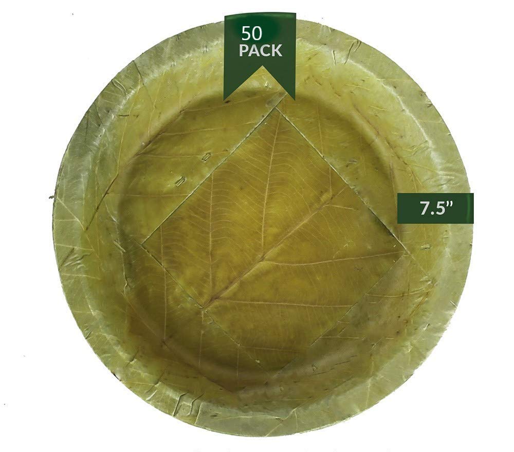 Foliumware Compostable Biodegradable Disposable leaf plates - Sal leaf 7.5 inch Appetizer plates - Z