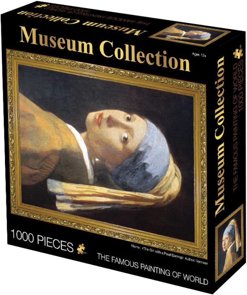 WJPT 1000 Pieces of Paper Jigsaw Puzzle-Adult Children's Educational Decompression Jigsaw Puzzle Game-Famous Painting Girl with Pearl Earrings