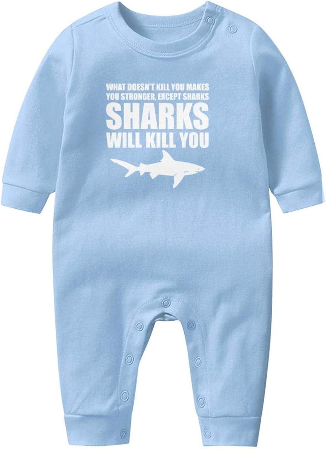 Sharks Will Kill You Printted Baby Crawling Suit Lone-Sleeved Romper Bodysuit