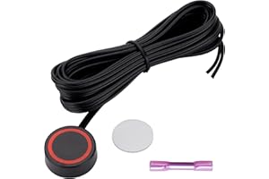 AOLIHAN 12V/24V Round Waterproof Momentary Car Horn Push Button Switch Black with Pre-soldered Wires and Quick Connector for UTV RZR ATV Polaris Ranger Car Auto Motor Train Boat Marine (Flat Button)