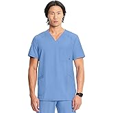 Cherokee Infinity Mens V-Neck Scrub Top Modern Fit, 3 Pockets, Rib-Knit Back Panels, Moisture-Wicking 360° Stretch – CK900A