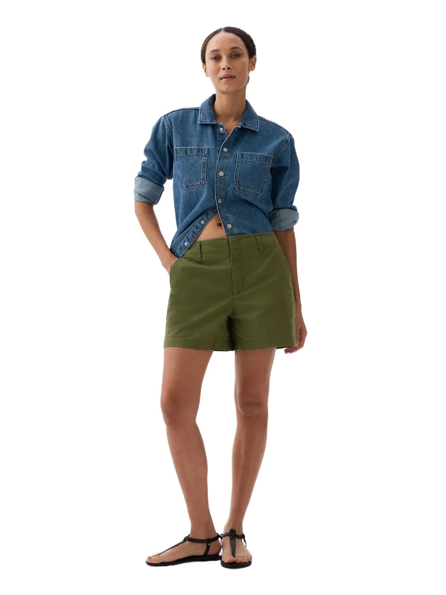 GAP Womens Downtown Khaki Short Army Jacket Green 8