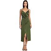Donna Morgan Women's Elegant Midi Slip Wrap Style Bodycon with Spaghetti Straps-Formal Evening Dresses