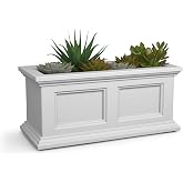 Mayne Fairfield 24in Self-Watering Rectangular Window Box Planter, White | Self-watering, All season, Fade resistant, Mounting brackets included, Built-in overflow, 15-year warranty