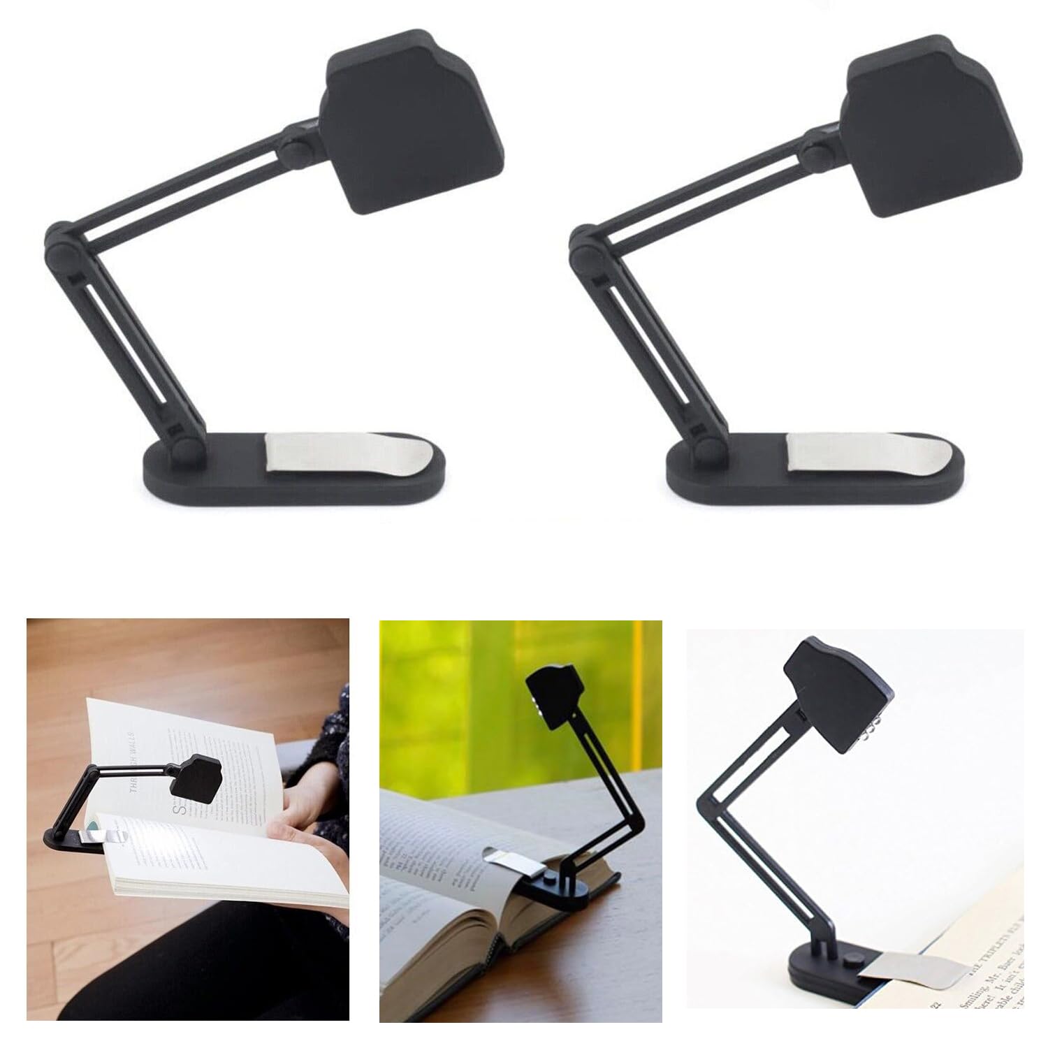 Buy-Simplicity Book lamp Light 1pcs Travel Flexible Portable Foldable Clip On 3 LED Reading Night Light Clip Kindle Book Camping Adjustable Height Light