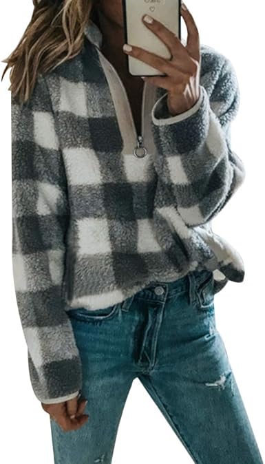 plaid fleece pullover