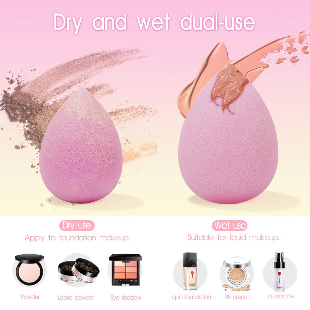 BEAKEY Color-Changing Makeup Sponge Set Blender Beauty Foundation Blending Sponge, Flawless for Liquid, Cream, and Powder, 2 Pcs : Beauty