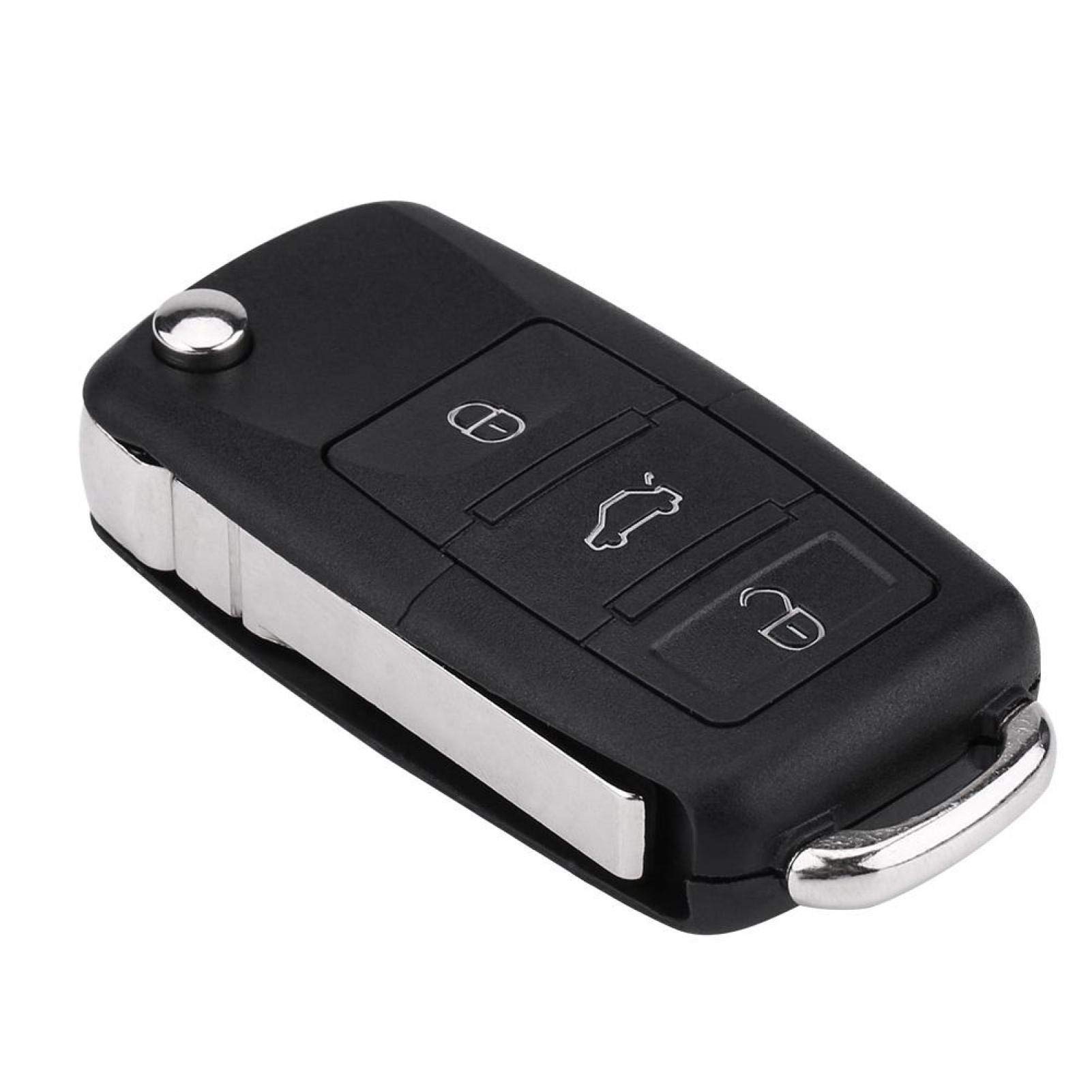 Remote Key Fob, Qiilu 3 Button Flip Car Remote Control Key Fob Case 433Mhz ID48 Chip for Seat Skoda 1k0959753G