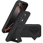LAUDTEC Silicone Kickstand Case Compatible with iPhone 16 Pro Max case Vertical and Horizontal Stand Hand Strap Metal Kickstand, Flexible Soft Liquid Silicone Stand Case for iPhone 16 Pro Max (Black)