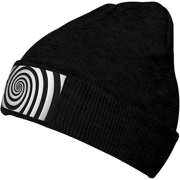 RLDOBOFE White Black Swirl Design Print Beanie for Women Men Knit
