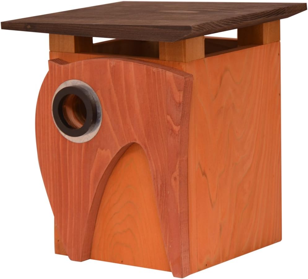 Rossos International Art Deco Cedar Owl Birdhouse, 6.25 by 6-Inch