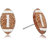 Gameday Football dangle Earrings for Women Glitter Team Color Jewelry for Football Mom Super Bowl Christmas Gift Idea Day to Day Wear Brown White Red White Stud Earrings Sports Fan Jewelry
