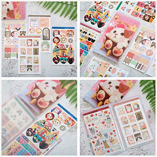 Kawaii School Supplies - Cat Stationery Set includes 6 Gel Pens, 120 Sticky Notes, 45 Pcs Stickers, 240 Bookmark Page Flags - Japanese Style Office Supplies/Journaling Kit - Gift for Girls