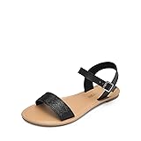 DREAM PAIRS Women's Ankle Strap Flat Sandals Open