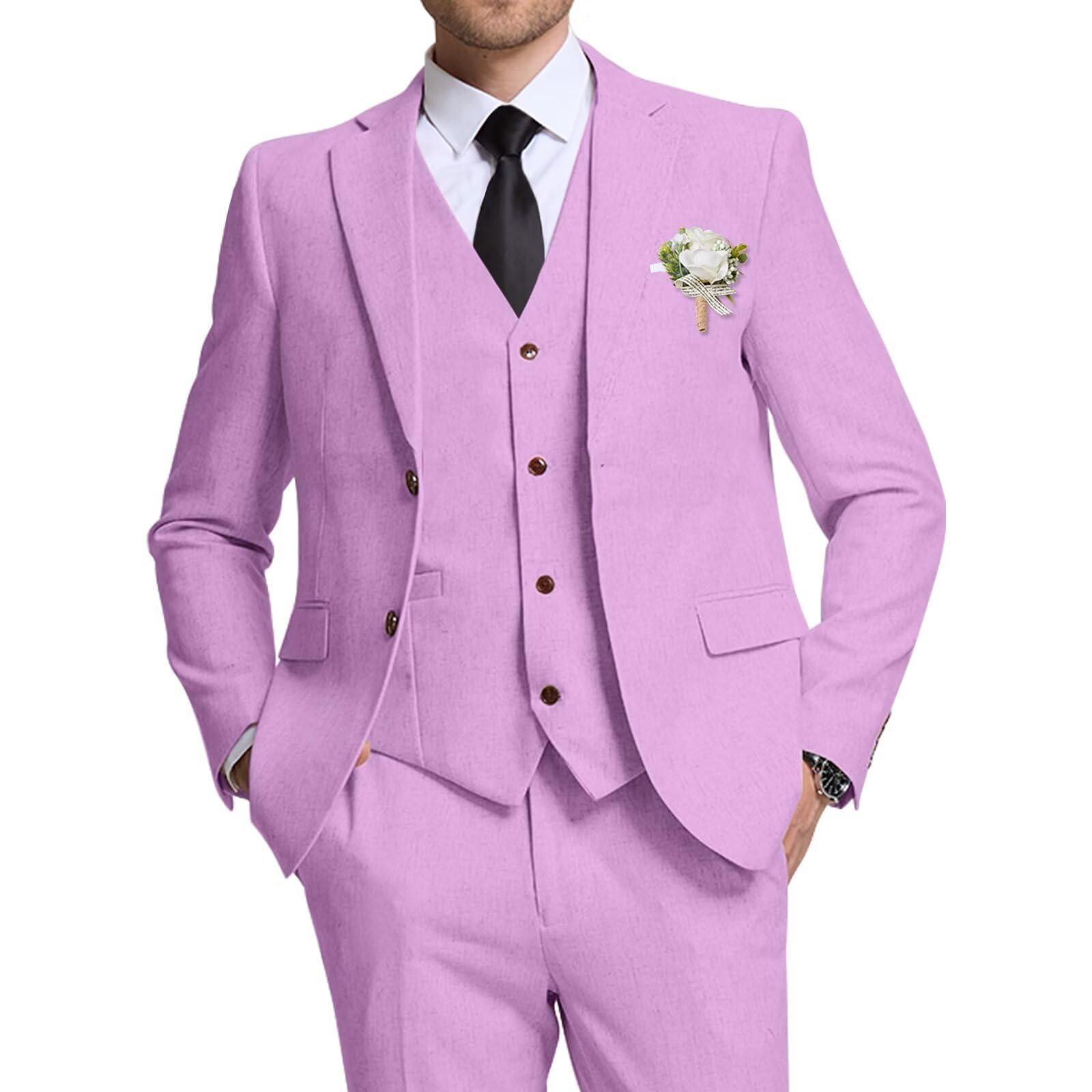 High-End Suits Men Suits Linen Beach Wedding Suits