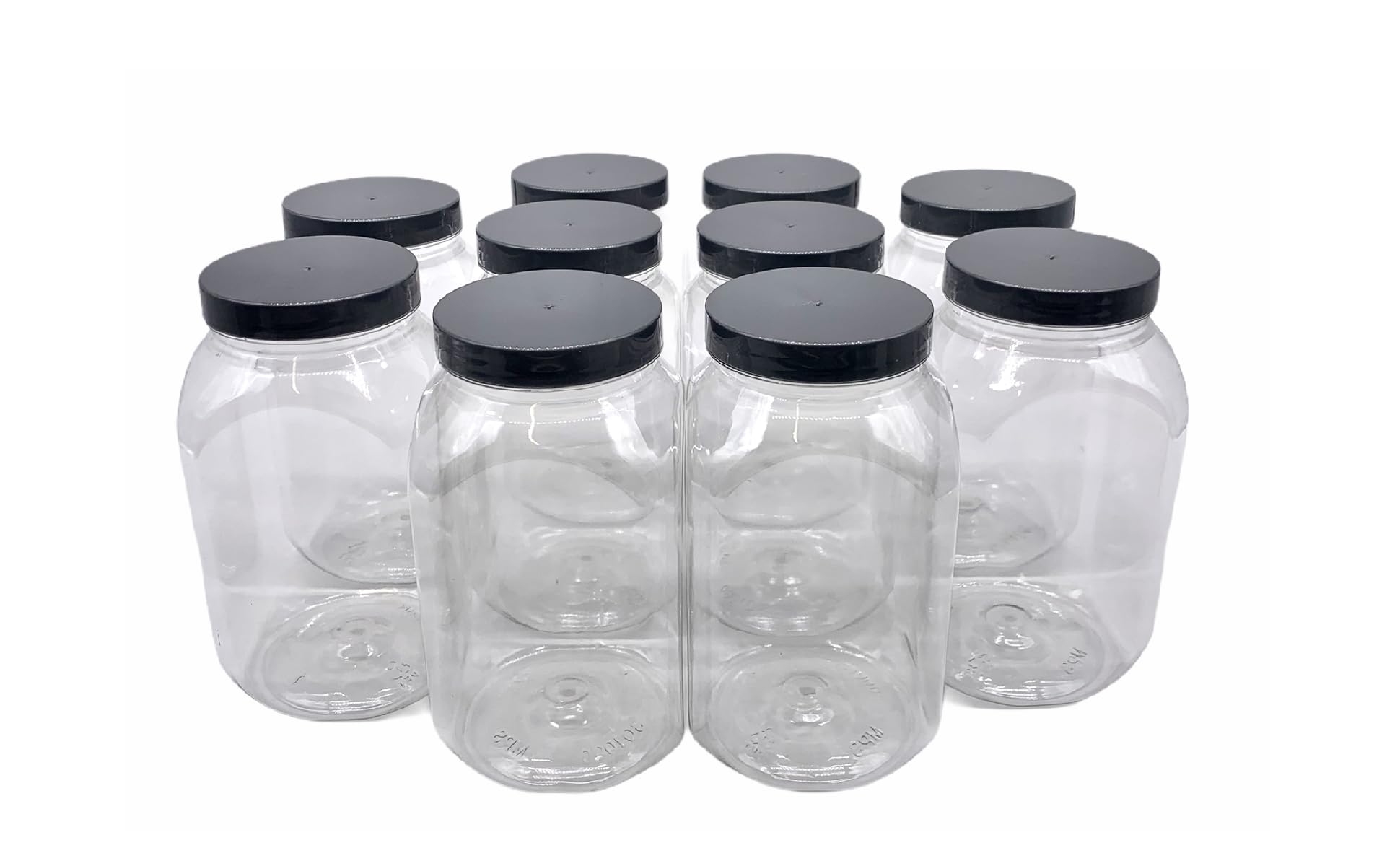 Truenova 10 x 995ml Square Plastic Storage Jars Kitchen/Garage Organisation & Silver Lids