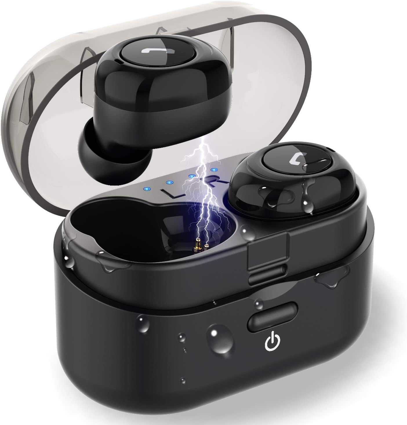 Wireless Earbuds, Bluetooth 5.0 Earphones with Charging Case, TWS 5D Stereo in-Ear Bluetooth Earbuds Built in Microphone, IPX5 Waterproof, Deep Bass, Handsfree Headphones for Sport, Working, (Black)