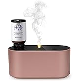 Lecdura Waterless Diffuser for Essential Oil, Battery Operated Scent Air Aromatherapy Diffuser, Mini Aroma Diffusers with 3 Intermittent Mist Modes, Cycle Start for Home Office Bedroom - Rose Gold