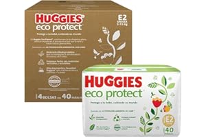 Huggies Eco Protect Pañal Desechable para bebé, Unisex, Etapa 2, Caja con 160 Pañales Desechables, Ideal para Bebés de 5 a 7.5 kilogramos