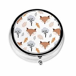 IBILIU Medicine Pill Case Autumnal Cute Foxes and