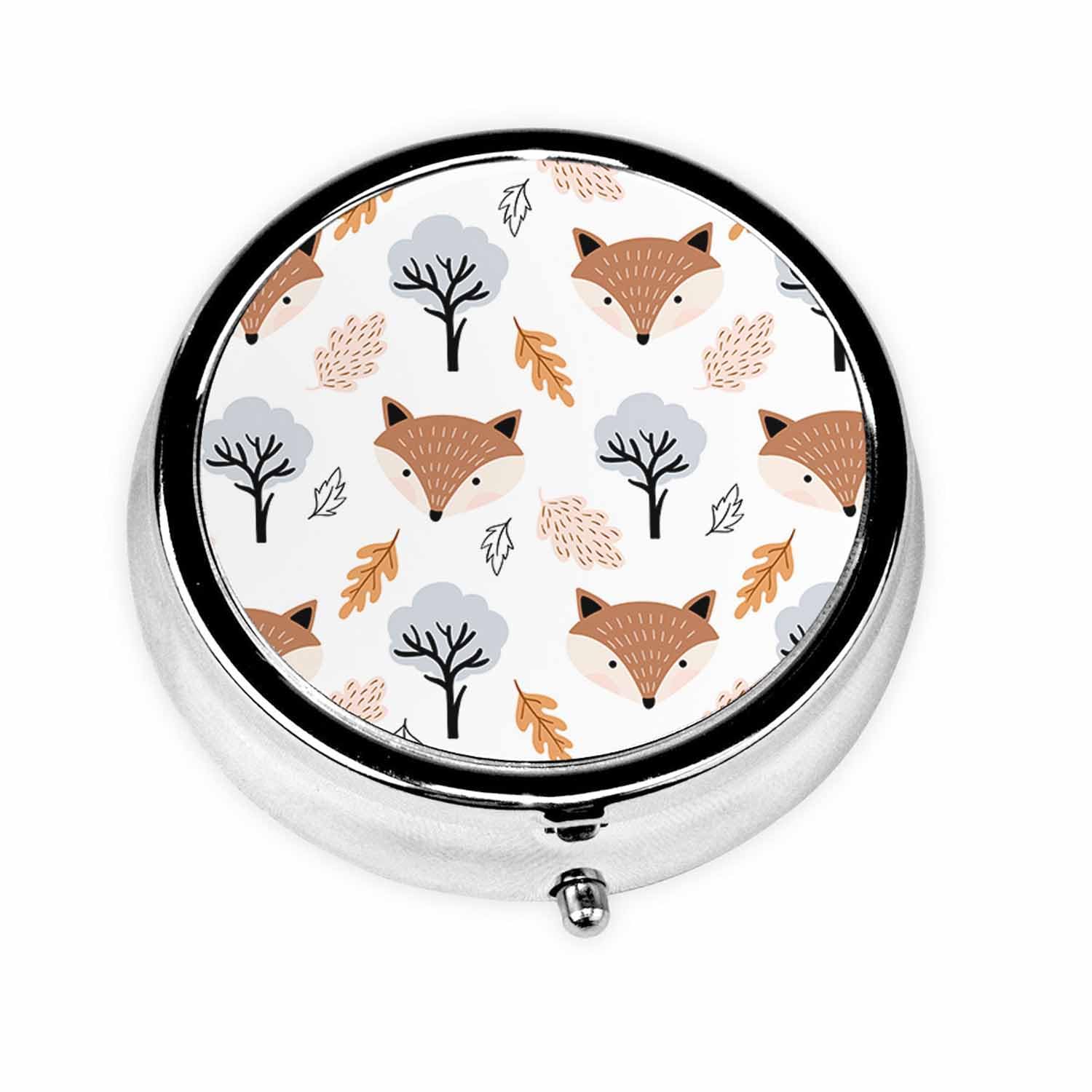 IBILIU Medicine Pill Case Autumnal Cute Foxes and