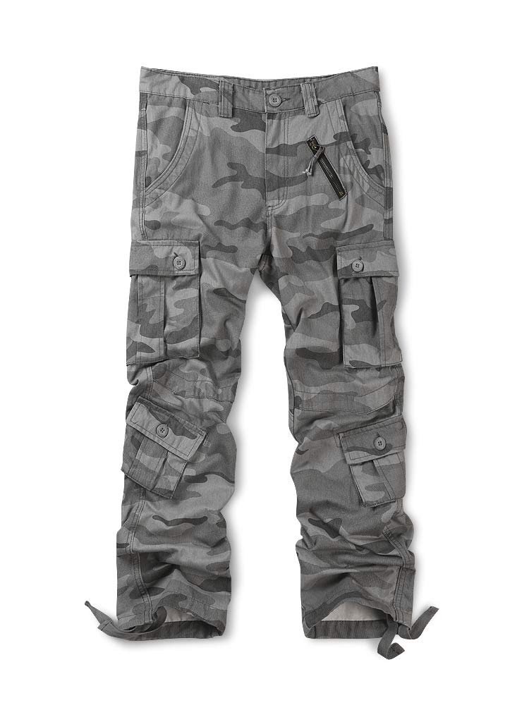 OCHENTA Men's Casual Military Cargo Pants, 8 Pockets Work Combat Outdoor Trousers